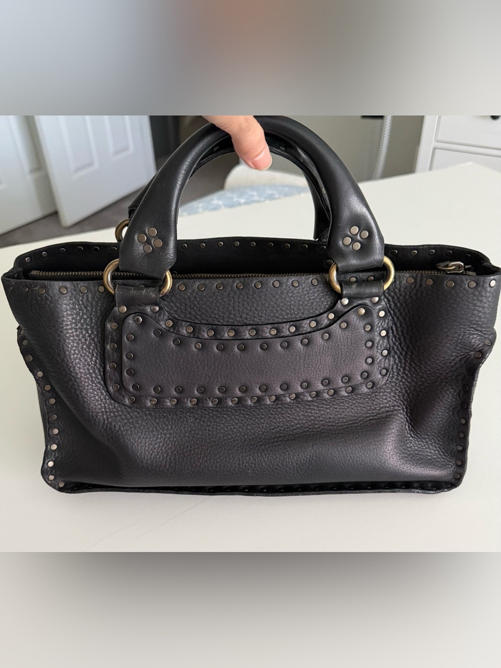 Celine Boogie Bag Studs Black Vintage